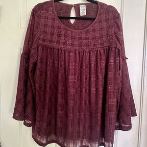 Time and Tru Burgundy Blouse